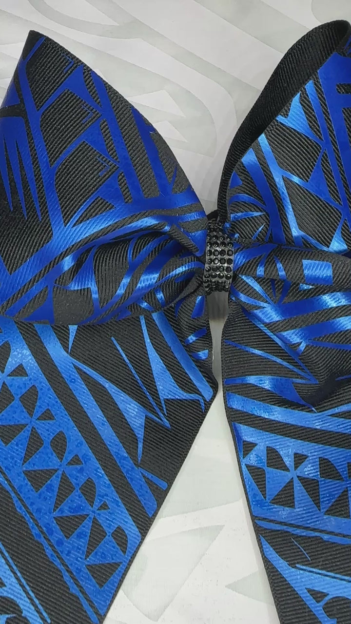 Black Bow Metallic Blue Tribal