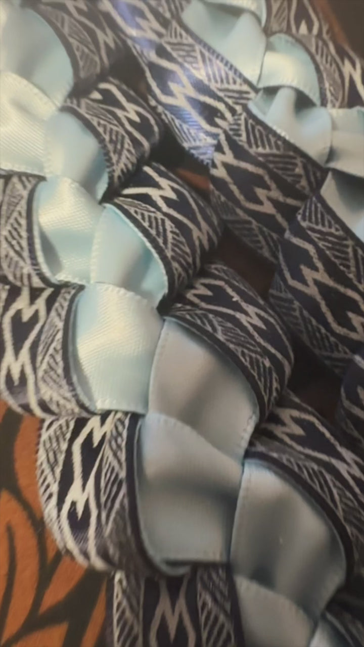 Navy Blue Tribal Print with Carolina Blue Ribbon Lei