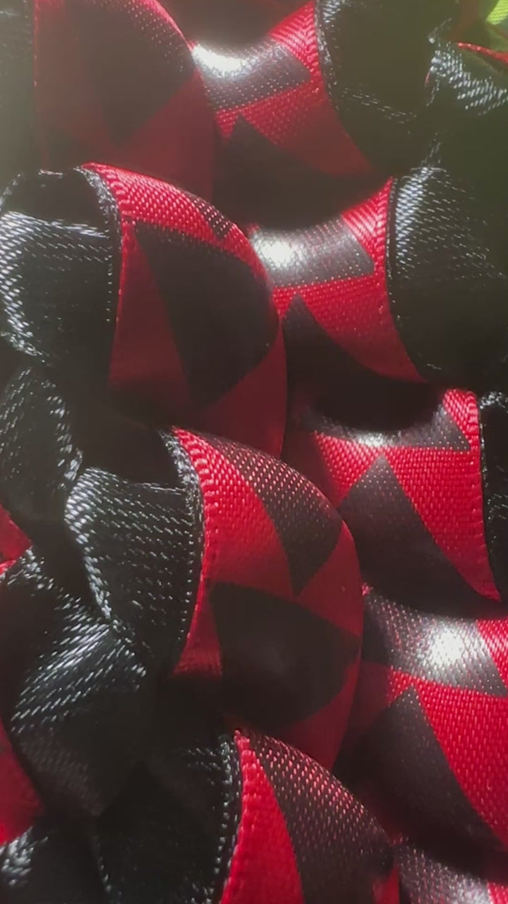 Red and Black Triangle Ribbon Lei