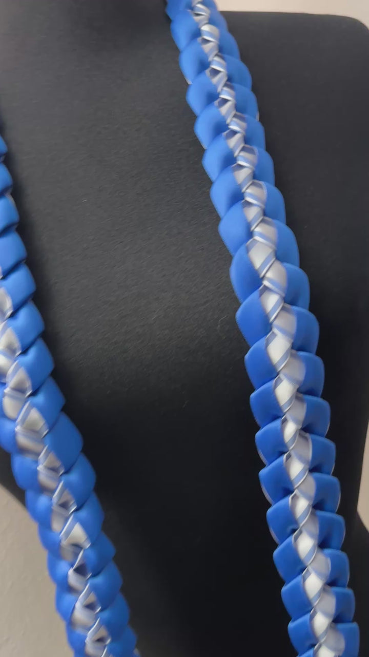 Royal Blue & White Ribbon Lei