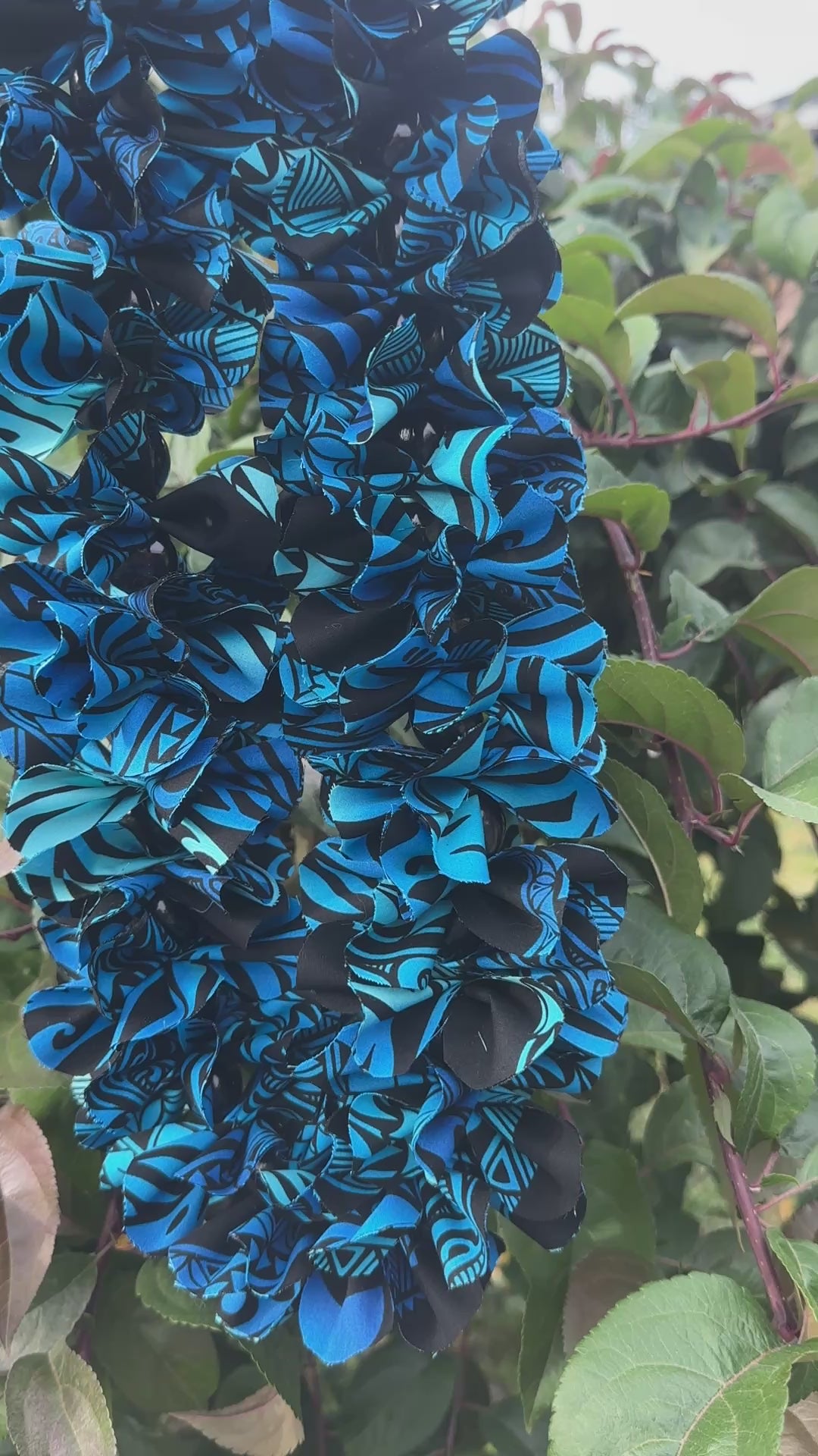 Blue Forever Fabric Lei with Kukui Nuts