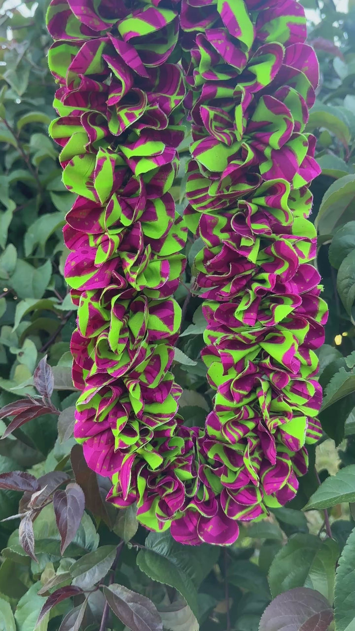 Hot Pink & Bright Green Forever Fabric Lei with beads