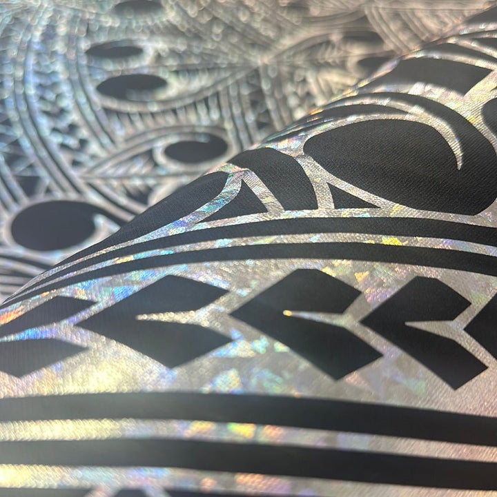 Silver Glitter Flake Foil on Black Stretch SF87 - CHEEHOOlife