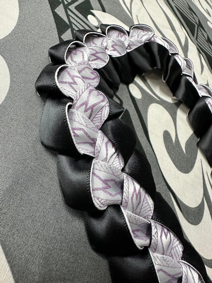 Black, Purple, and White Ribbon Lei - CHEEHOOlife