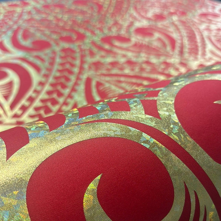 Gold Glitter Flake on Red Stretch SF73 - CHEEHOOlife