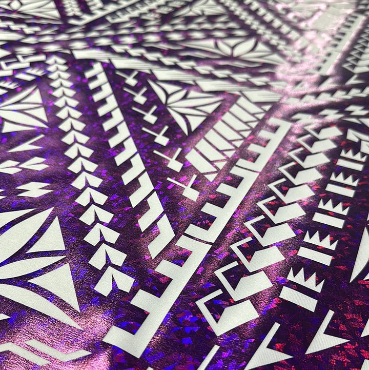 Purple Glitter Flake Foil on White Stretch SF86 - CHEEHOOlife