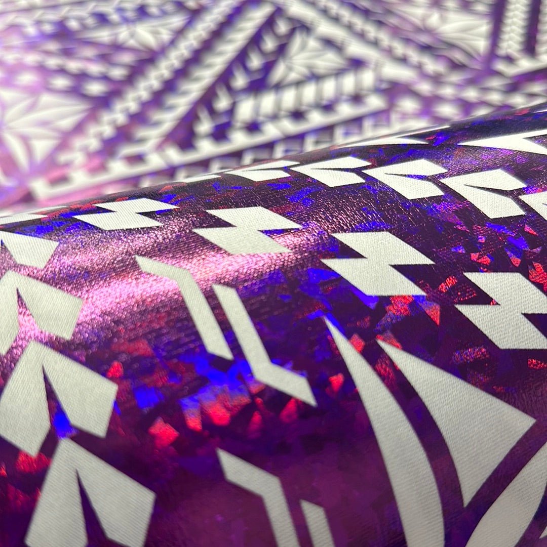 Purple Glitter Flake Foil on White Stretch SF86 - CHEEHOOlife